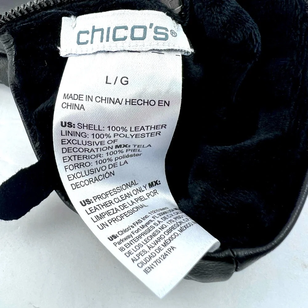 CHICO’s QUILTED DESIGN BLACK LEATHER GLOVES, INSIDE SUPER SOFT & WARM POLYESTER